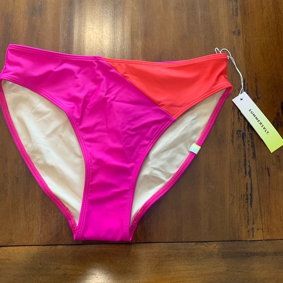 NWT Summersalt The Diagonal Mid Rise Bottom - Hibiscus and Grapefruit - size 4 - Picture 3 of 5